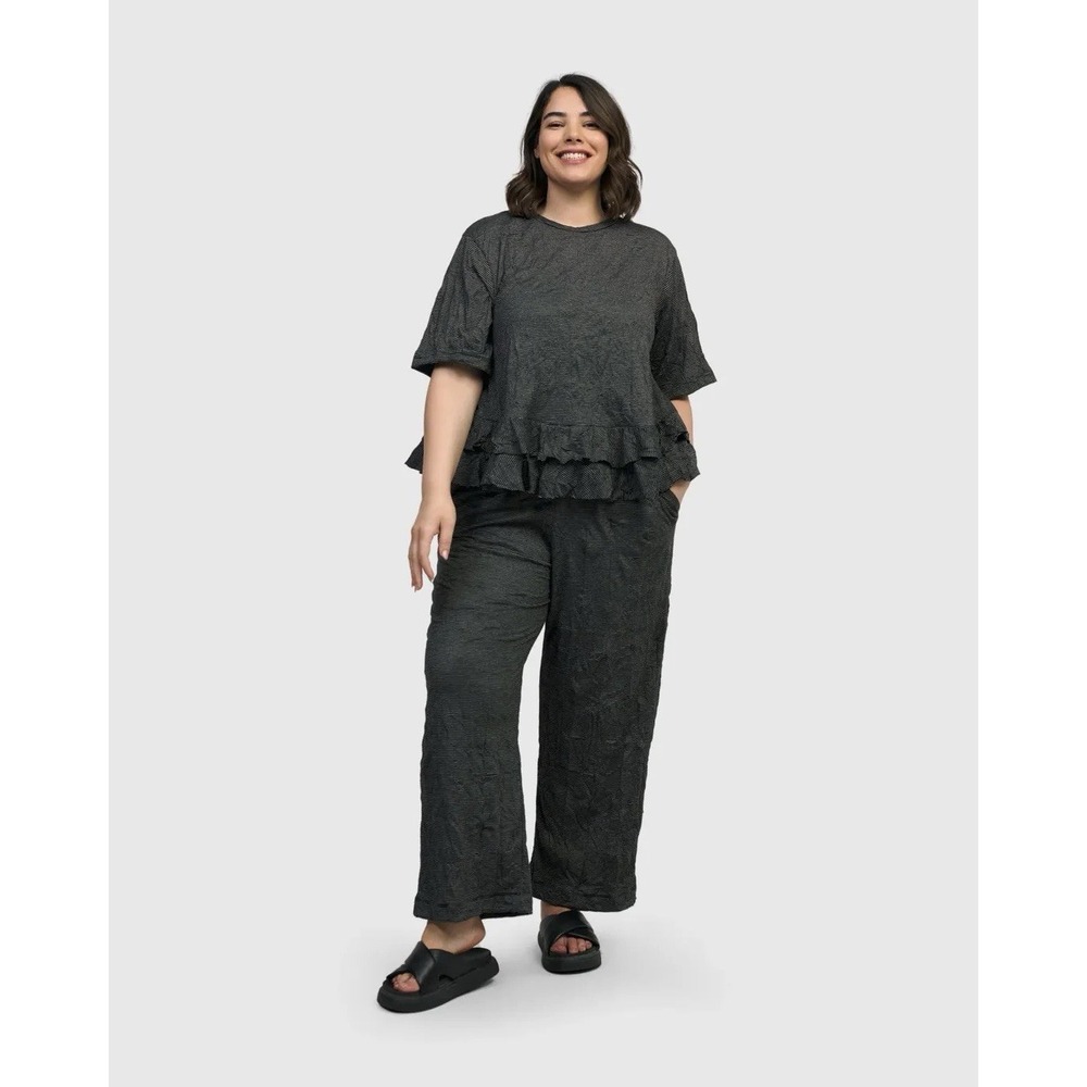 NEW $189 Alembika Sz 7 Pants Womens 18/20 Wide Leg Pockets Lightweight Stripes